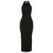 Women’s Clothing New Summer Women's Fashionable Halterneck Sexy Backless Slit Hip Covered Slim Dress For Women_ecoleips.com