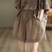 Suitable For All Seasons 2024 Summer New Hollow Out Crochet Cotton Linen Women's Artistic Lace Shorts Casual Slimming Straight Pants_ecoleips.com