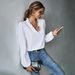 Popular Ruffle Edge V-neck Loose Long-sleeved Commuter Women's Shirt_ecoleips.com