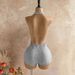 Women's Sexy Slim V Neck Backless Gray Jumpsuit European American Style Simple Commuter Knitted Bodysuit_ecoleips.com