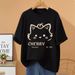 Women's Casual Oversized T-Shirt Short Sleeve Fashion Cartoon Print Longline Tee Loose Fit Daily Top for Spring Summer_ecoleips.com