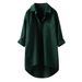 Breathable Linen-Blend Oversized Shirt | Casual Longline Shirt With Two Pockets For Women Versatile Seven-Eighth Sleeves_ecoleips.com