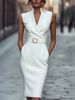 2026 European And American Cross-border Independent Site SHEIN Elegant Casual Sleeveless Pocket Dress With Belt_ecoleips.com