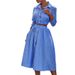 Women's Clothing Fashion Style Long Sleeve Striped Shirt Set Skirt Two Piece Set_ecoleips.com