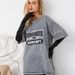 "Bottoms Missing" Trend Design, Hong Kong Style Print, 100% Pure Cotton, Short-sleeved, Washed Gray, Vintage, Loose Fit,_ecoleips.com