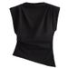 Summer Asymmetrical Strapless Top for Women Sexy Fashionable European American Style with Decorative Shoulder Pads Simple Pleated Design_ecoleips.com