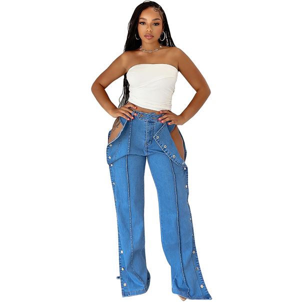 Women's High-Waist Button-Fly Jeans | Streetwear Denim Pants | Comfortable & Stylish | Plus Size Available_ecoleips.com