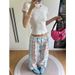 Summer New Simple Drawstring Wide-leg Pants, Loose And Drapey, Floor-length Trousers, Retro Colorful Plaid Casual Pants_ecoleips.com
