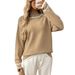 Cozy Color Block Turtle Neck Sweater, Oversized Relaxed Knit Pullover For Women Fall Winter_ecoleips.com
