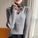 Aria Basics Aria Basics European American Style 2025 Spring Autumn Women's Lace Patchwork Sweater With Stacked Collar, Fashionable And Versatile_ecoleips.com