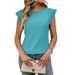 Women's Clothing Solid Color Round Neck Short Sleeve Lace Splicing Hollow T Shirt_ecoleips.com