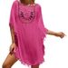 European And American Vacation Hand-Crocheted Solid Color Patchwork Dress With Tassels Sun_ecoleips.com