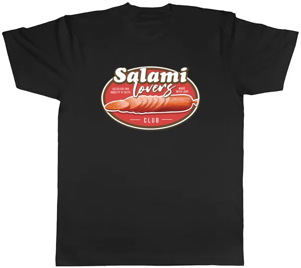 Women's T-Shirts Salami Lover Club Mens T-Shirt Funny Food Label Tee Gift_ecoleips.com