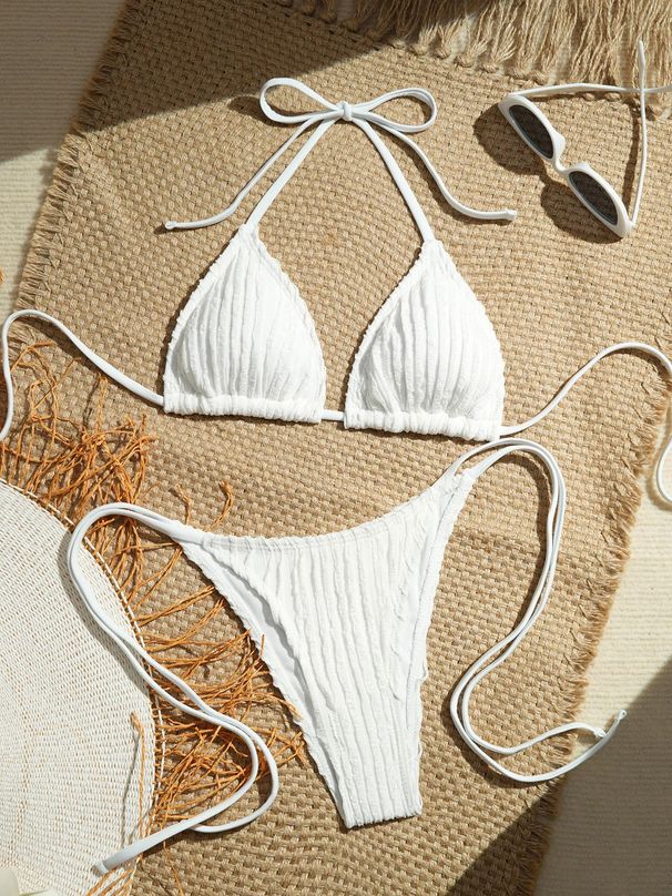 Women's Clothing Specialty Fabric Two Piece Bikini Set With Laces Regular Fit For Spring/Autumn/Summer Sexy Vacation Style Available_ecoleips.com