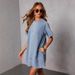 Women's Clothing Fashionable Casual Loose Denim Short Sleeved Dress_ecoleips.com