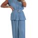 Women's European American Style Two Piece Set Round Neck Solid Color Raglan Sleeve Top Pleated Mid Waist Straight Leg Pants_ecoleips.com