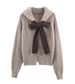 Aria Basics Aria Basics Women's Hooded Zippe Sweatshit With Bow Decoation, Cadigan Coat, Euopean Ameican Casual Style Fo Autumn And_ecoleips.com