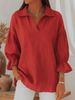 Women's Spring And Autumn New Solid Color Casual Loose Fashion Lapel Long Sleeve Top_ecoleips.com