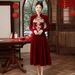 Exquisite Embroidered High-Collar Cheongsam – Elegant Long Red Qipao For Wedding Banquet & Reception_ecoleips.com