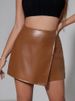 K Ladies' Sexy PU Half Body Skirt Pants With High Waist Zipper And Hip Hugging Skirt Pants_ecoleips.com