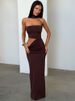 Mozision Halter Neck Strapless Sexy Maxi Dress Women Summer Elegant Off-shoulder Ruched Cutout Bodycon Party Long Dresses_ecoleips.com