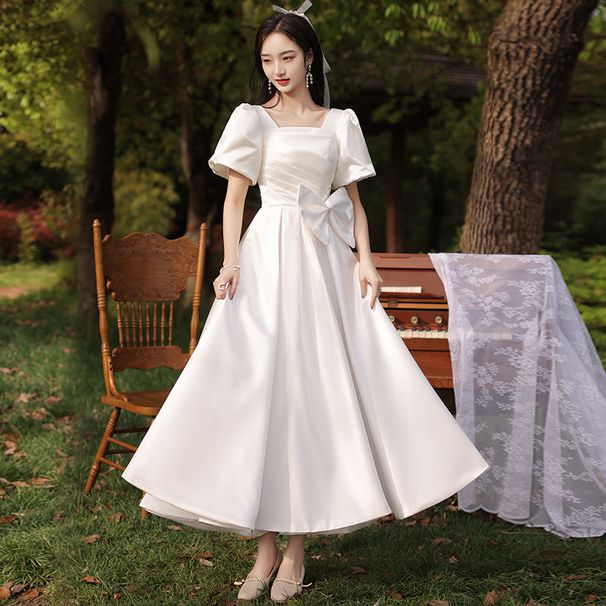 White Certificate Registration, Evening Gown For Women, Spring Banquet Engagement French Satin White Dress, Light_ecoleips.com