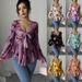 Women's Long Sleeve Shirt French Sweet Floral Tie Dye Square Neck Top Design European And American Style_ecoleips.com