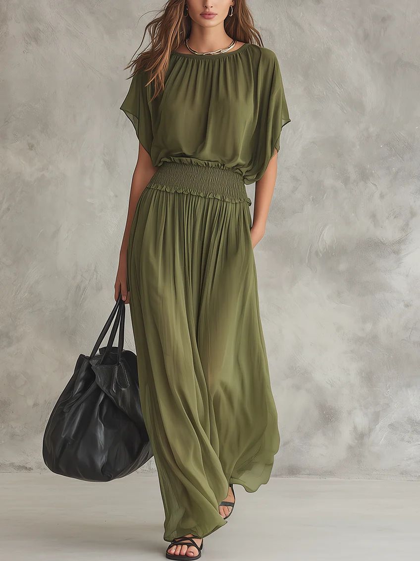 Chiffon Waist Wrap Elegant Exquisite Long Dress_ecoleips.com