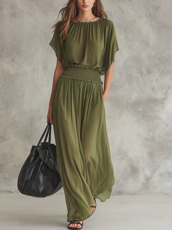Chiffon Waist Wrap Elegant Exquisite Long Dress_ecoleips.com