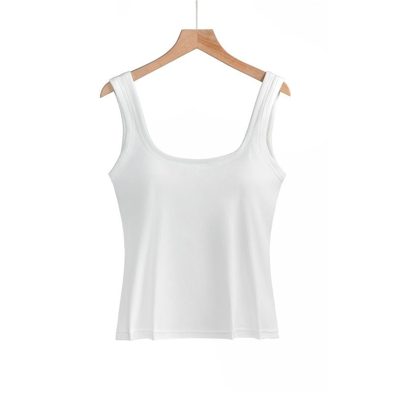 Foreign Trade Cross-border European And American Style Women's Wide-shoulder Square-neck With Fixed Cups, Solid Color,_ecoleips.com