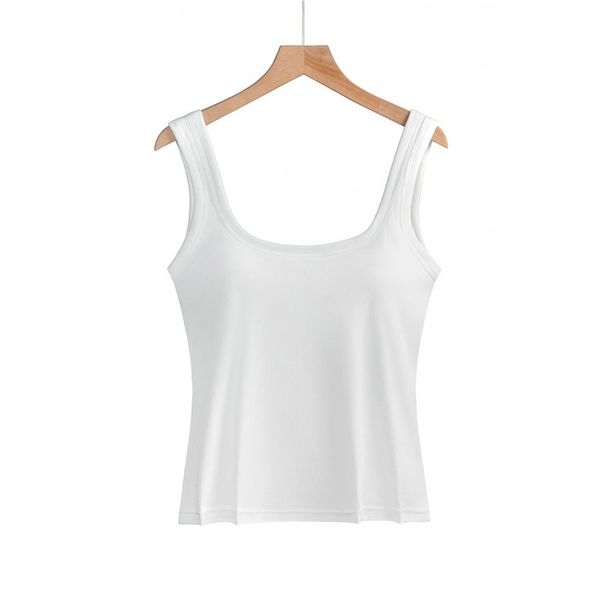Foreign Trade Cross-border European And American Style Women's Wide-shoulder Square-neck With Fixed Cups, Solid Color,_ecoleips.com