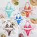 2025 New European And American Floral Lace Up Bikini Sexy Split Swimsuit Women's Three Point Bikini Swimsuit_ecoleips.com