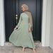 Women's plus Size Elastic Cuffs Long Sleeves Waist Cinching Full Skirt Dress LR955_ecoleips.com