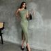 Summer Off-Shoulder Slim Fitting Dress for Women Sleeveless Sexy Elegant European And American Style with Slit Waist New Style 2025_ecoleips.com
