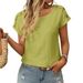 Women's Clothing Solid Color Round Neck Button Short Sleeved T-Shirt Spring Summer New Style American Hollow Top_ecoleips.com