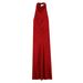 Women's Satin Halter Neck Maxi Dress – High-Waisted Backless Evening Gown With Slit, Stretch Polyester For Clubwear & Vacation (Red/Black)_ecoleips.com