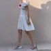 AC190 Spring/Summer New Gentle Style Slimming Waist Short Dress With High-End Feel, V-Neck And Puff Sleeves For Women_ecoleips.com