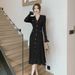 Long Dress High-end V-neck Long-sleeved Knitted Dress Autumn And Winter New Temperament Socialite Women's Clothing_ecoleips.com