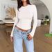 Women's Clothing High End Sense Y2k Slim Fashion Pure Desire Style T Shirt Bottoming Shirt_ecoleips.com