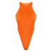 Women's Clothing Slim Vest Top Sexy Halter Sleeveless High Slit Bodysuit_ecoleips.com