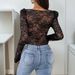 Women's Clothing Sexy Lace Lace Stitching Square Neck Tight Black Jumpsuit_ecoleips.com