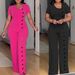 Women's Clothing Jumpsuit Irregular Neckline Waist Wide Leg Button Down Romper For Women For Formal & Casual For Women_ecoleips.com