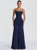 Blifanbo Elegant Ruched Sexy Maxi Dress Women Bodycon Backless Sleeveless High Waist Solid Club Party Long Dress Spring Summer_ecoleips.com