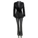 K New Fashionable Hollow Nail Bead Three-dimensional Flower Suit With Pearl Sequin Mesh Long Pants_ecoleips.com