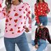 Women's Clothing Casual Color Blocked Heart Lantern Sleeve Pullover Sweater Spring/Autumn Winter Acrylic Regular Thickness England Style Fashion_ecoleips.com