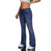 European And American Cross-border Women's Jeans, Stretchy, Fashionable, Simple, Dark Blue, Slim-fit, Versatile Flared_ecoleips.com
