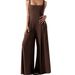 Women's High-Waisted Wide-Leg Jumpsuit - Solid Color Casual & Office Romper With Pockets_ecoleips.com