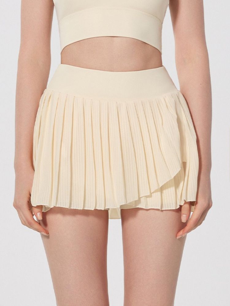 K Hundred Fold Fitness Yoga Skirt, High Waist Slimming, Anti Glare, Tennis, Golf, Running Sports Skirt For Women_ecoleips.com