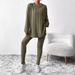 Women's Clothing Ribbed Loose Hooded Long Sleeved Casual Trousers Threaded Suit_ecoleips.com