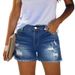 K High Waisted Denim Shorts For Women, New Style With Ripped Holes To Show Off Thinness, Versatile With Frayed Edges_ecoleips.com